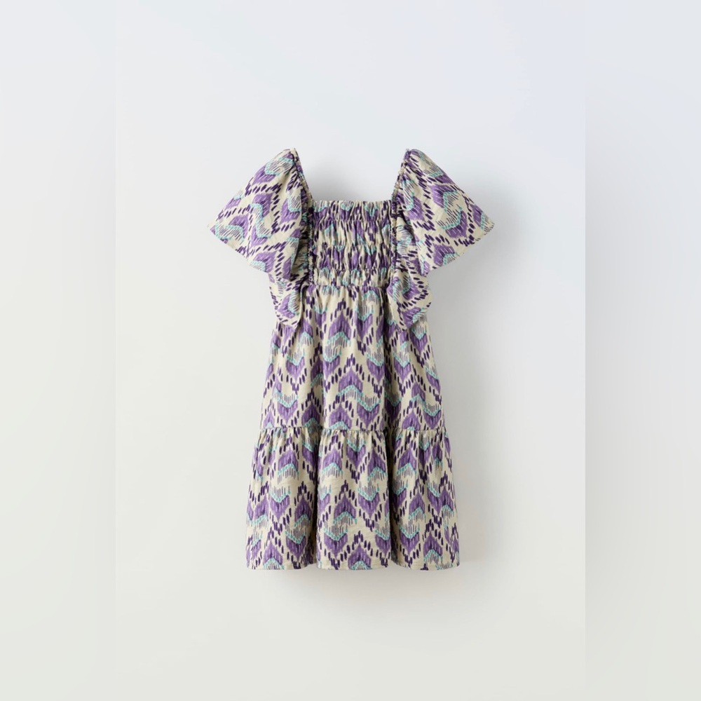 NWT ZARA GIRLS PRINTED ELASTICIZED DRESS